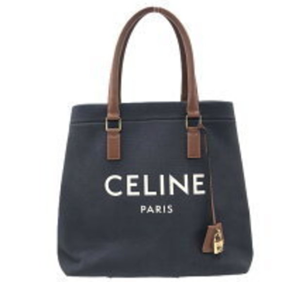 Celine Horizontal Cabas Tote Bag Leather Canvas - Picture 1 of 6